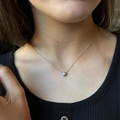 Serene Glow Solitaire Circle Sparkling Crystal Dainty Necklace (SILVER OR GOLD)
