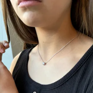 Serene Glow Solitaire Circle Sparkling Crystal Dainty Necklace (SILVER OR GOLD)