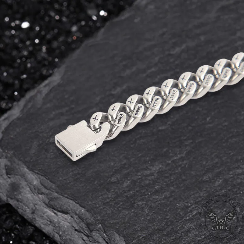 Simple Beast Cross Cuban Link Stainless Steel Bracelet