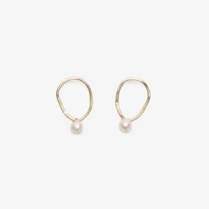 Small Loop Earrings with Freshwater Pearls