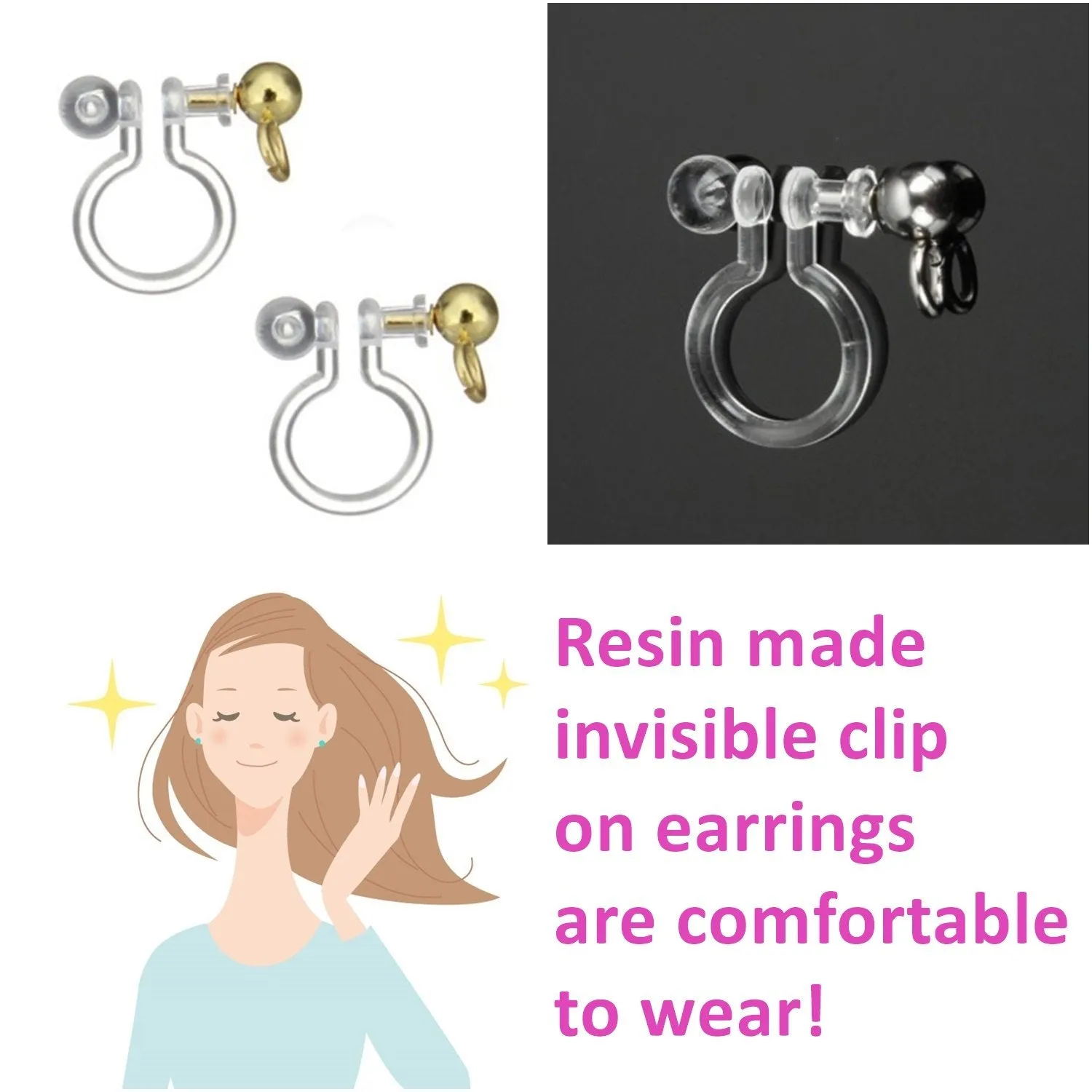 Small Silver Spike BTS K-POP Invisible Clip On Earrings