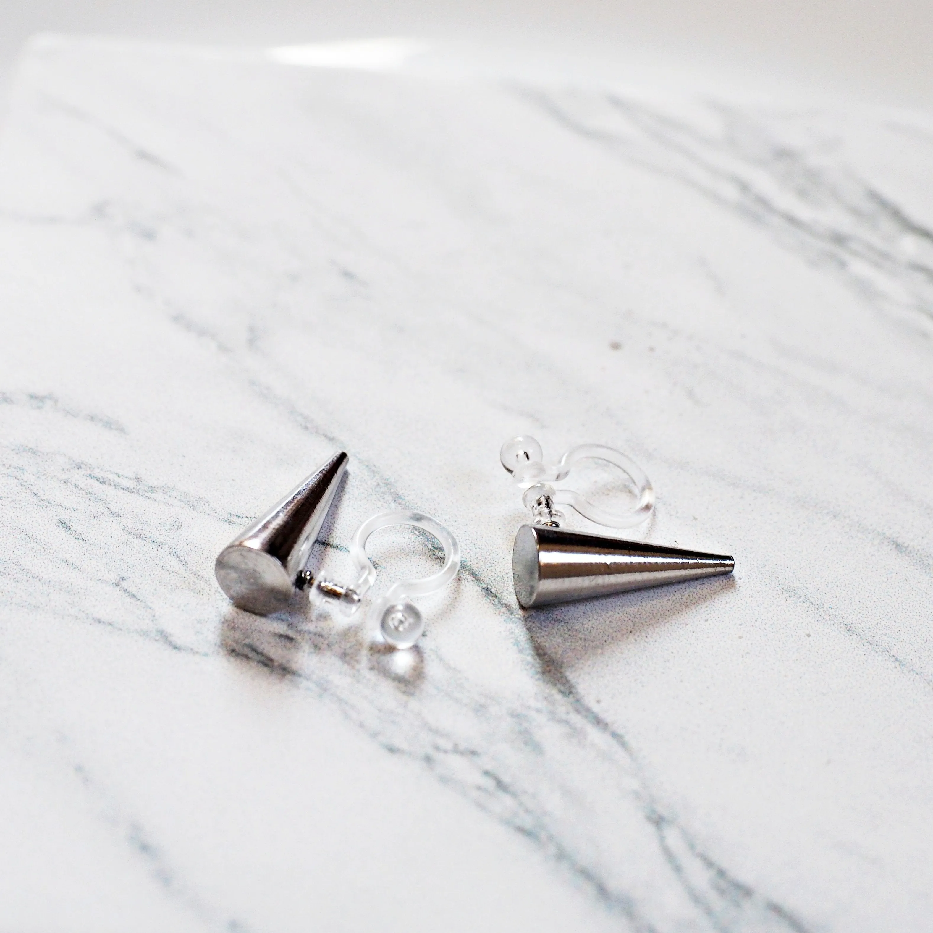 Small Silver Spike BTS K-POP Invisible Clip On Earrings