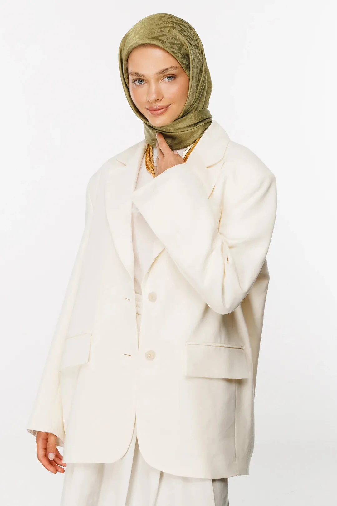 Soft Green Nova Pattern Luxury Jacquard Scarf