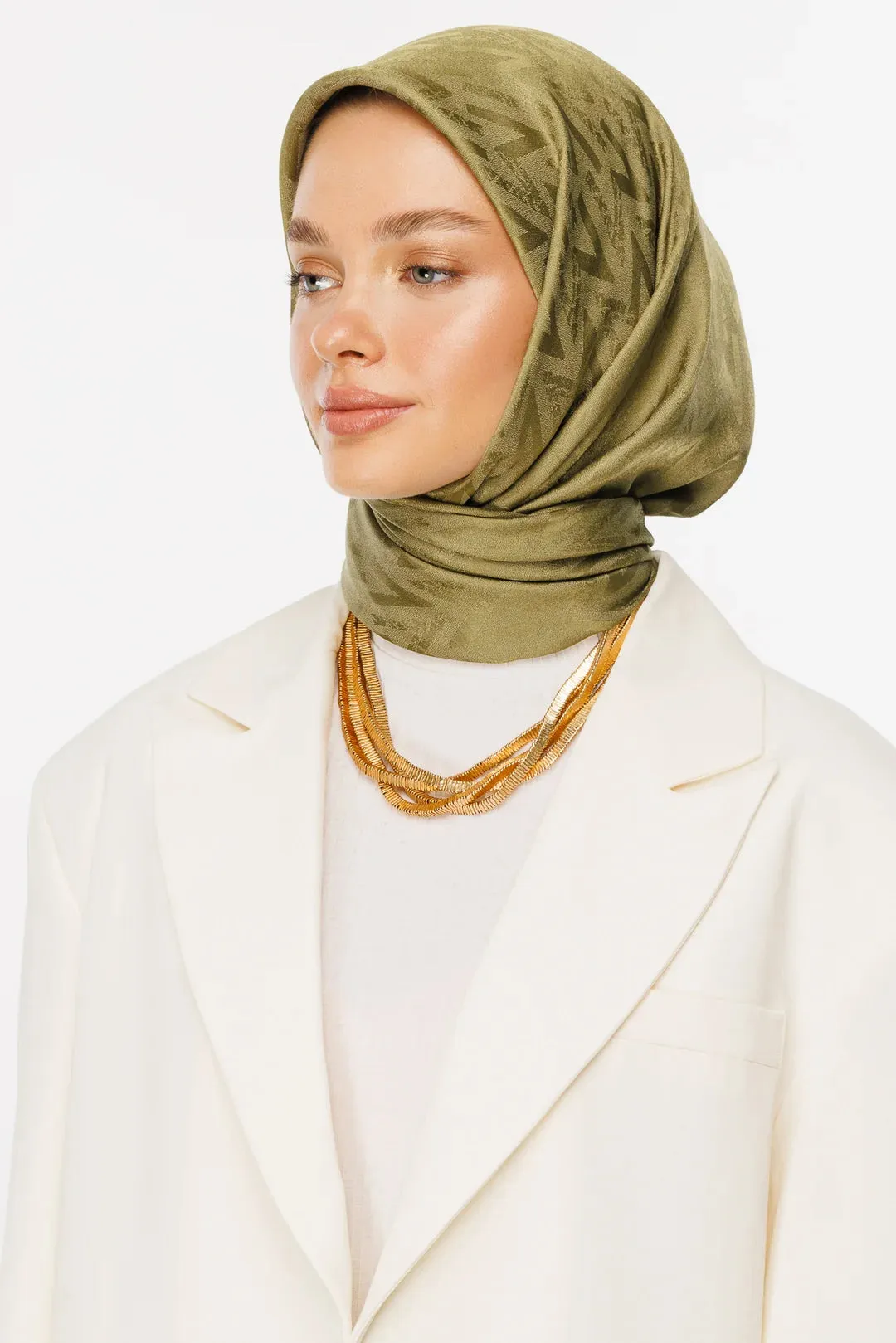 Soft Green Nova Pattern Luxury Jacquard Scarf