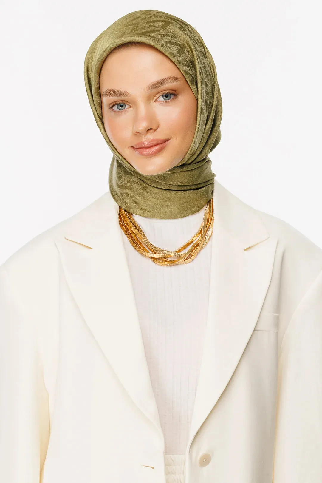 Soft Green Nova Pattern Luxury Jacquard Scarf