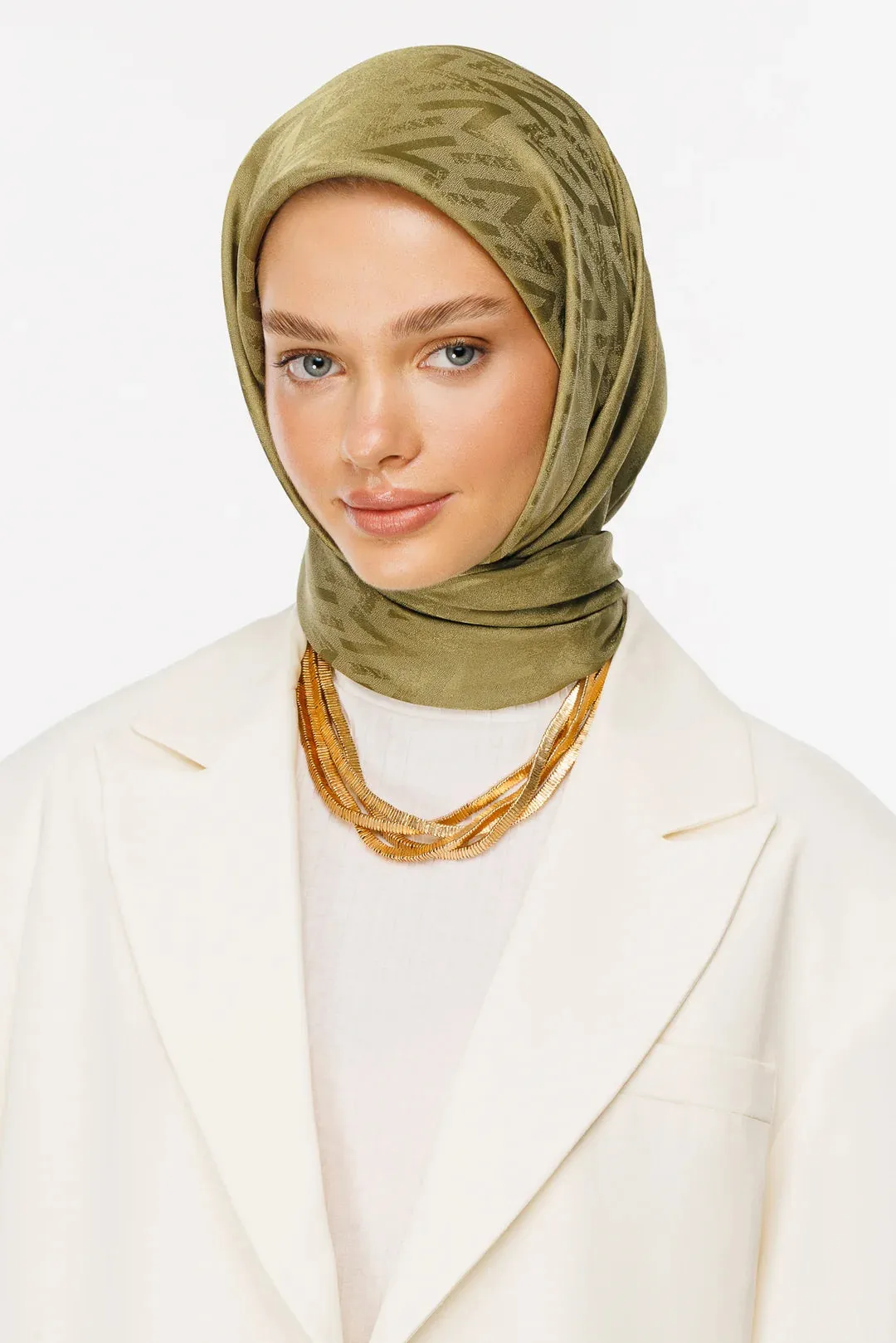 Soft Green Nova Pattern Luxury Jacquard Scarf