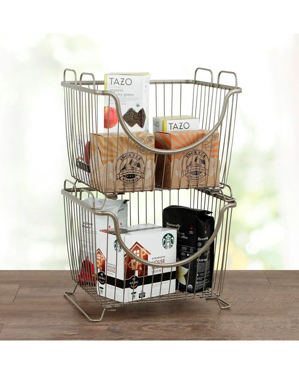 Spectrum Ashley Stacking Basket Satin Nickel Large