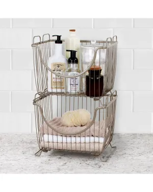 Spectrum Ashley Stacking Basket Satin Nickel Large