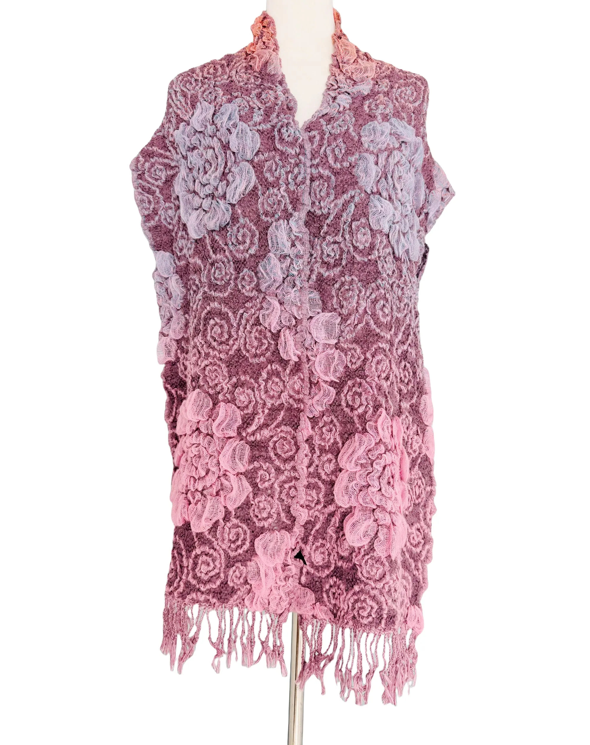 SS-PP Ultra-Soft Bamboo Fiber Scarf--3D Ombre Textured-Floral