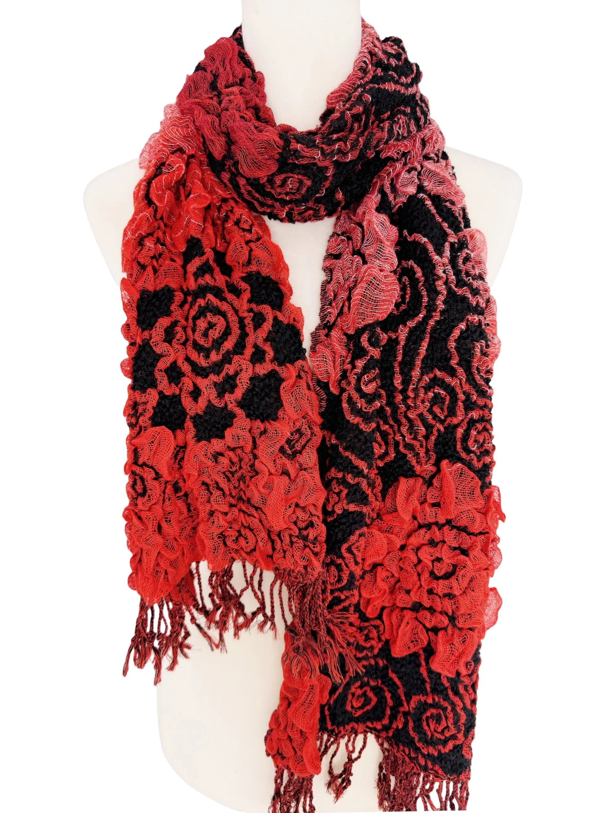 SS-PP Ultra-Soft Bamboo Fiber Scarf--3D Ombre Textured-Floral