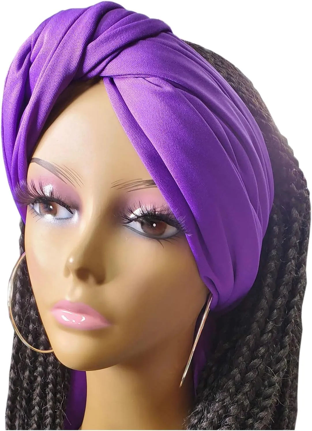 Stretch Turban Head Wrap Scarf for Women - Long Jersey Turban Wrap Tie 1 or 2