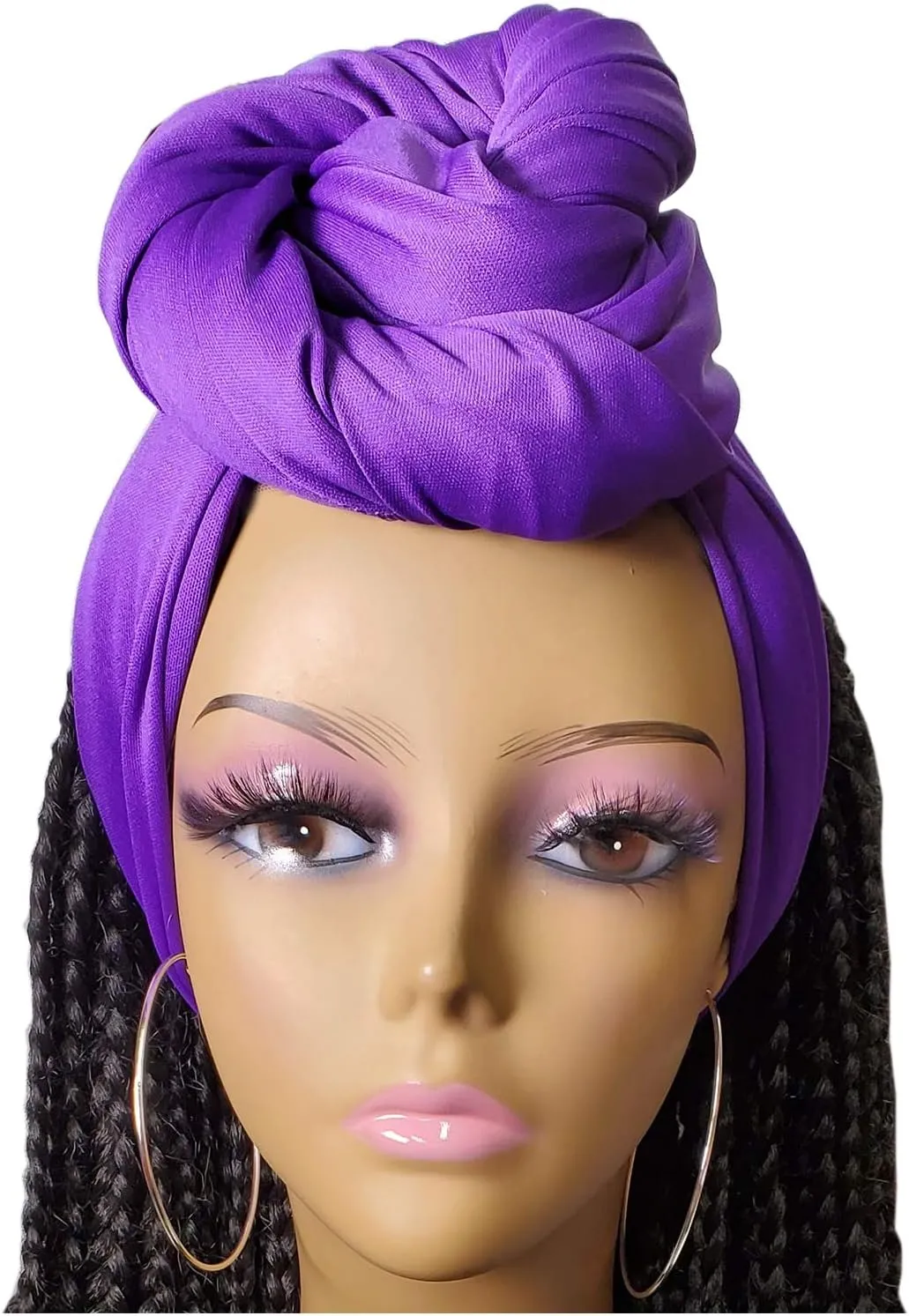 Stretch Turban Head Wrap Scarf for Women - Long Jersey Turban Wrap Tie 1 or 2
