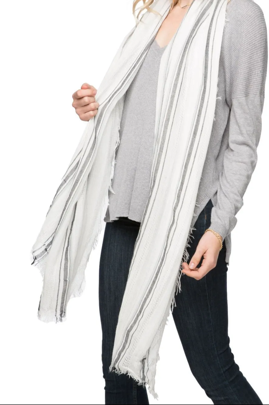 Stripe & Needle Jacquard Scarf Wrap