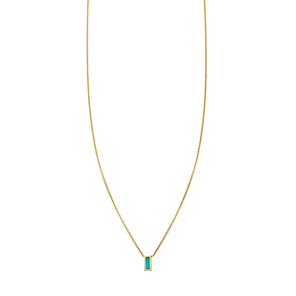 Tiny Inlay Rectangle Turquoise Bar Necklace