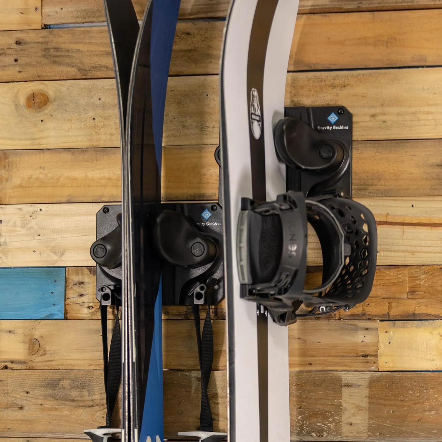 Ultimate Ski & Snowboard Wall Storage Rack - Fits any Ski or Snowboard - Save Your Rocker, Tips and Tails - Damage-free - 2x - Black