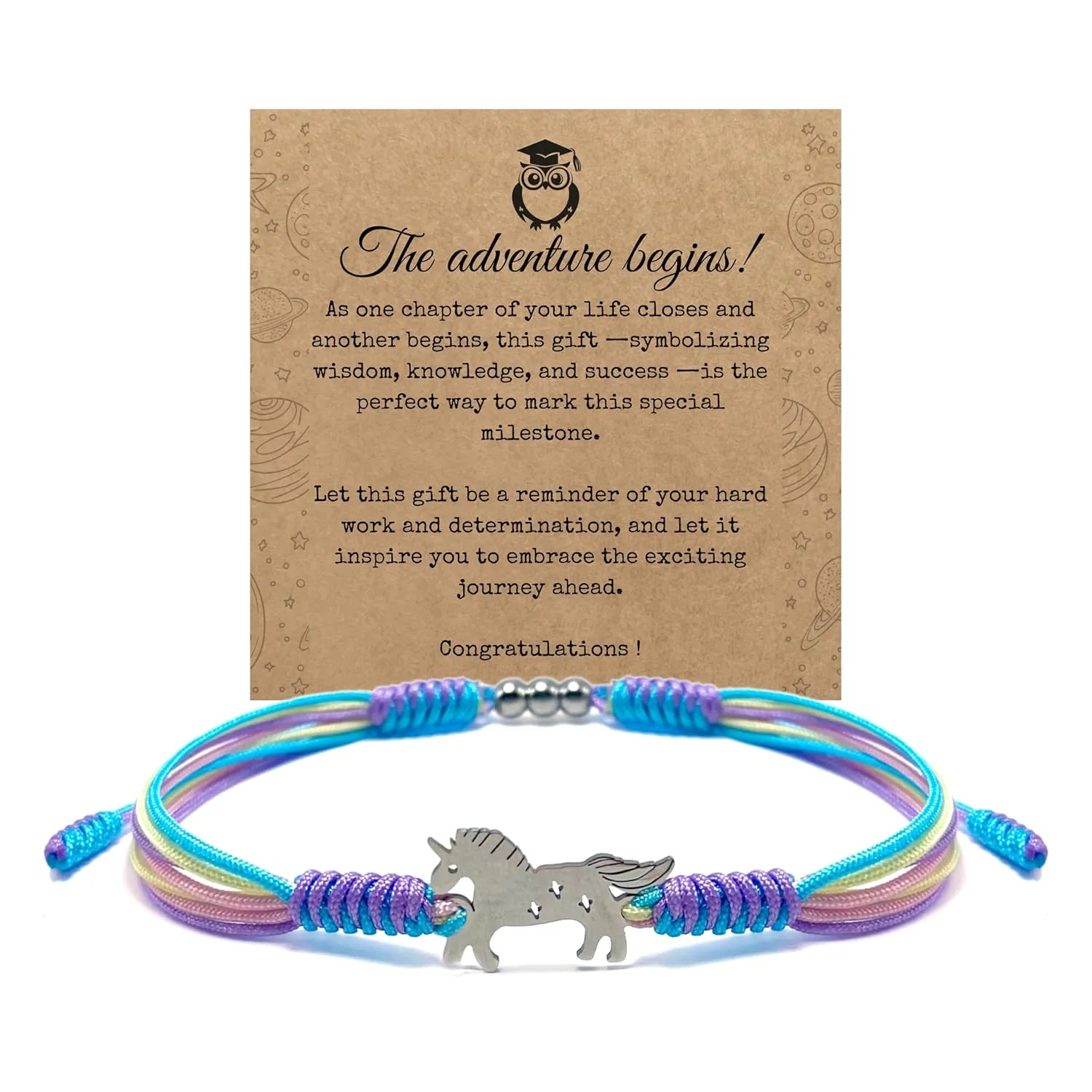 Unicorn Magical Graduation Bracelet, Lucky and Protection String, Inspirational Gift for High School College, Surfer Adjustable for Him, Her, Daughter (Unicorn Magical)