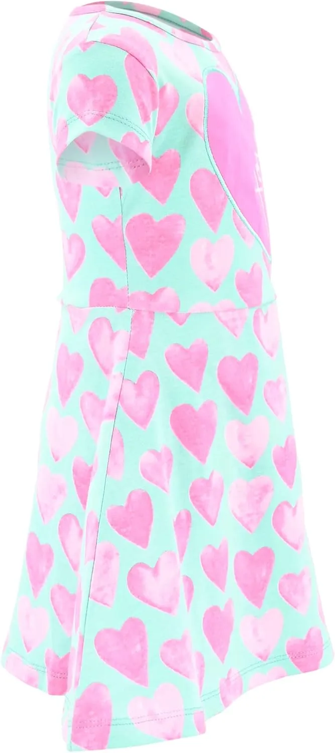 Unique Baby Girls' Short Sleeve Everyday Printed Dresses for Kid and Toddler, Sizes 2T-12Y