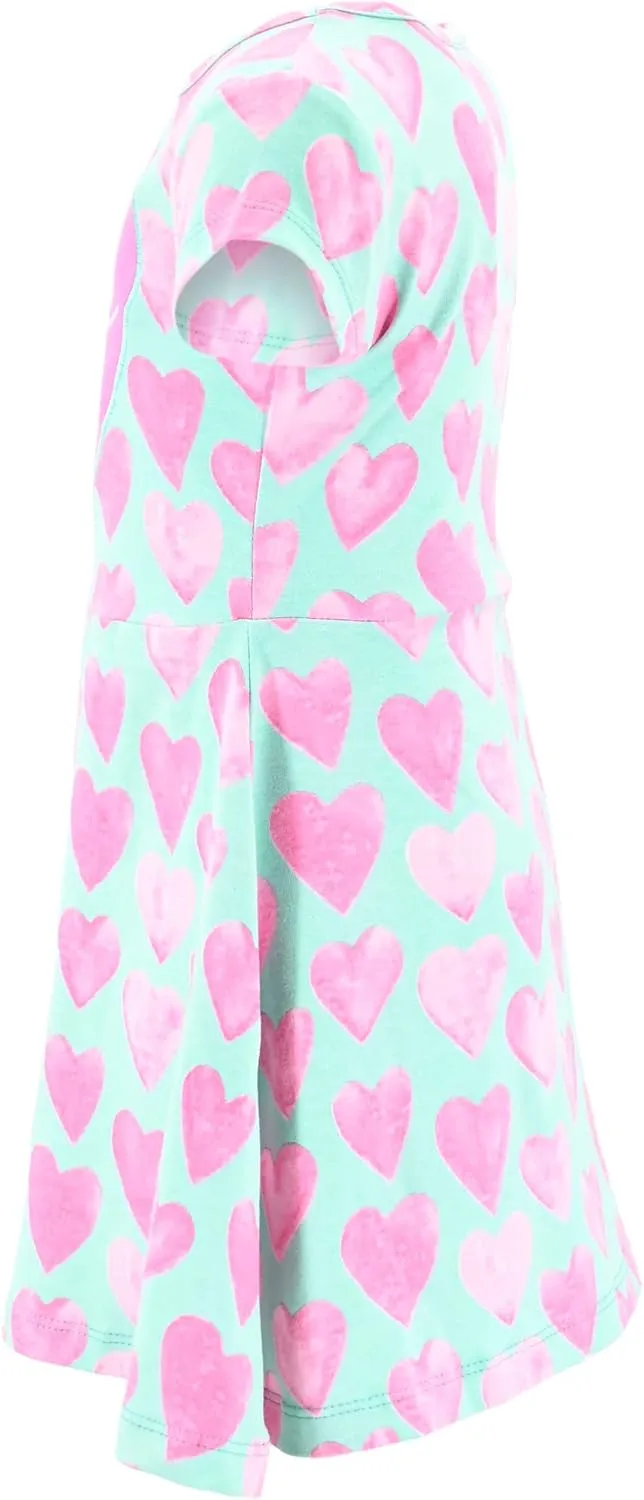 Unique Baby Girls' Short Sleeve Everyday Printed Dresses for Kid and Toddler, Sizes 2T-12Y