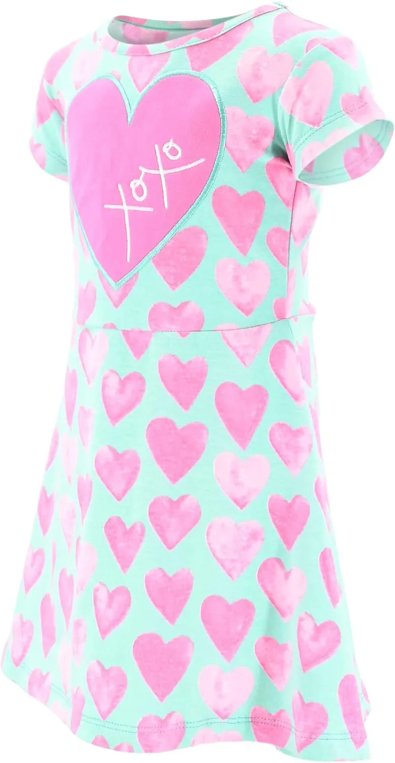 Unique Baby Girls' Short Sleeve Everyday Printed Dresses for Kid and Toddler, Sizes 2T-12Y