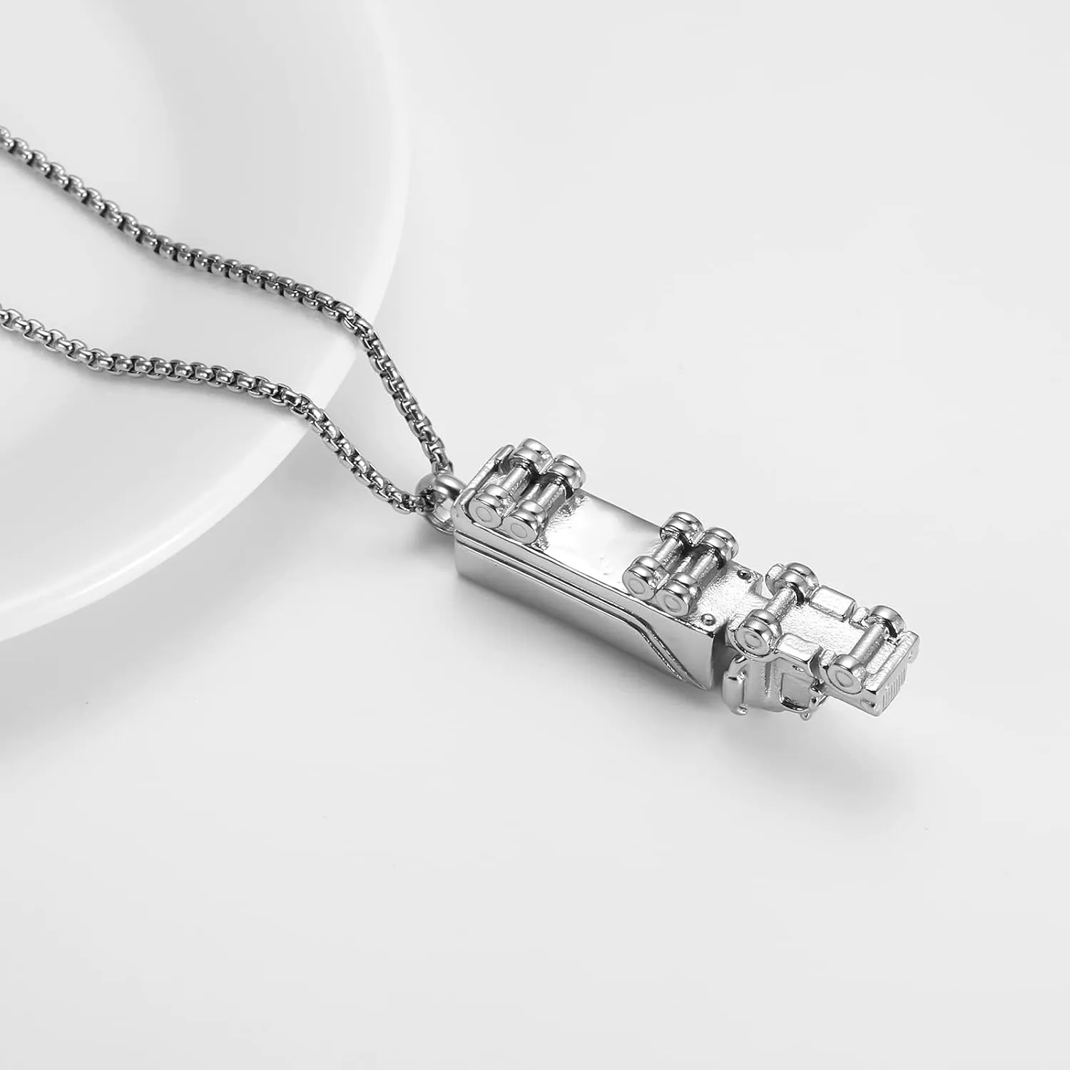 Urn Necklace for Ashes 18 Wheeler Semi Truck Cremation Jewelry for Men Memorial Urn Pendant Ashes Locket Necklace Keepsake Gifts