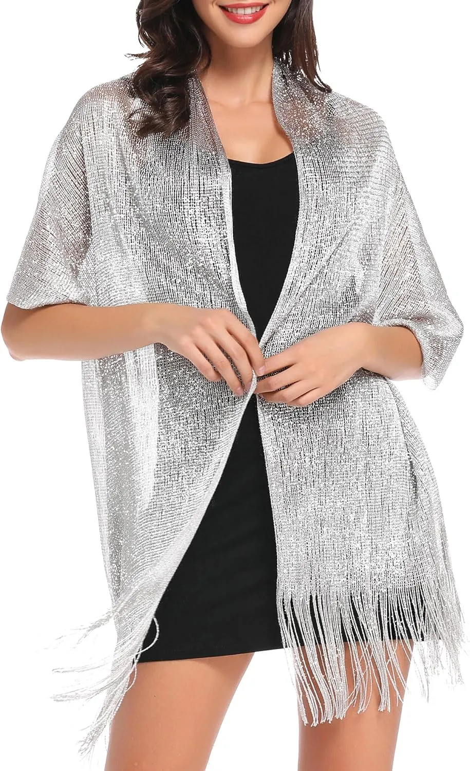 vimate Sparkling Metallic Shawls and Wraps for Evening Party/Wedding/Formal Dresses (With Free Buckle)