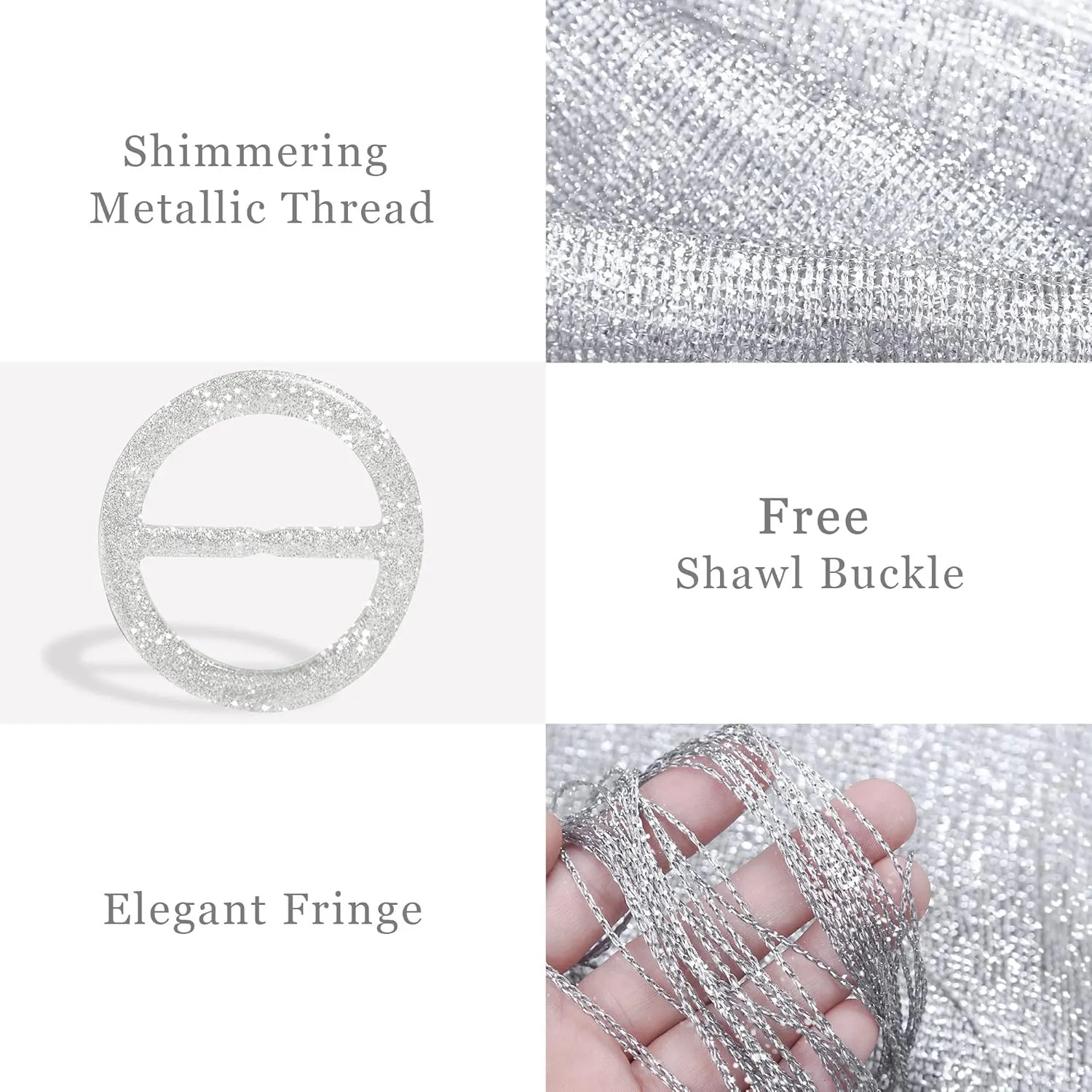 vimate Sparkling Metallic Shawls and Wraps for Evening Party/Wedding/Formal Dresses (With Free Buckle)