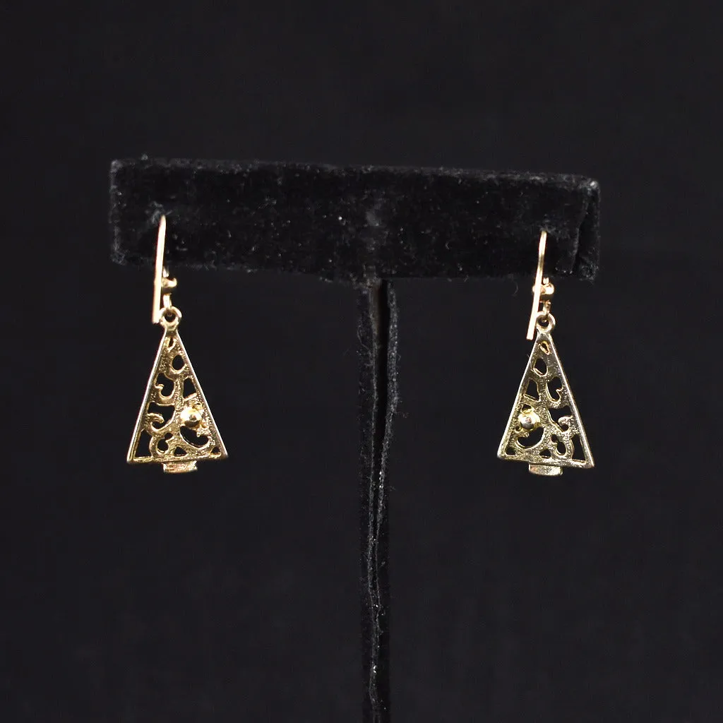 Vintage Tiny Rhinestone Tree Earrings