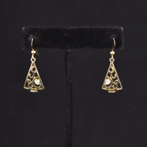 Vintage Tiny Rhinestone Tree Earrings