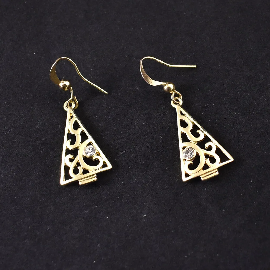 Vintage Tiny Rhinestone Tree Earrings