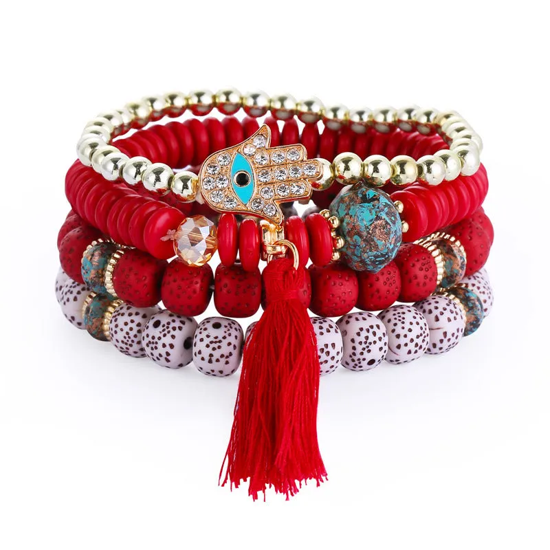 Wholesale Bohemian Devil Eye Laminated Glass Bracelet