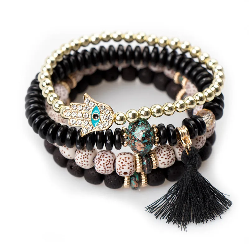 Wholesale Bohemian Devil Eye Laminated Glass Bracelet