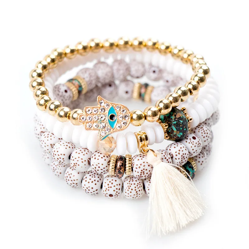 Wholesale Bohemian Devil Eye Laminated Glass Bracelet
