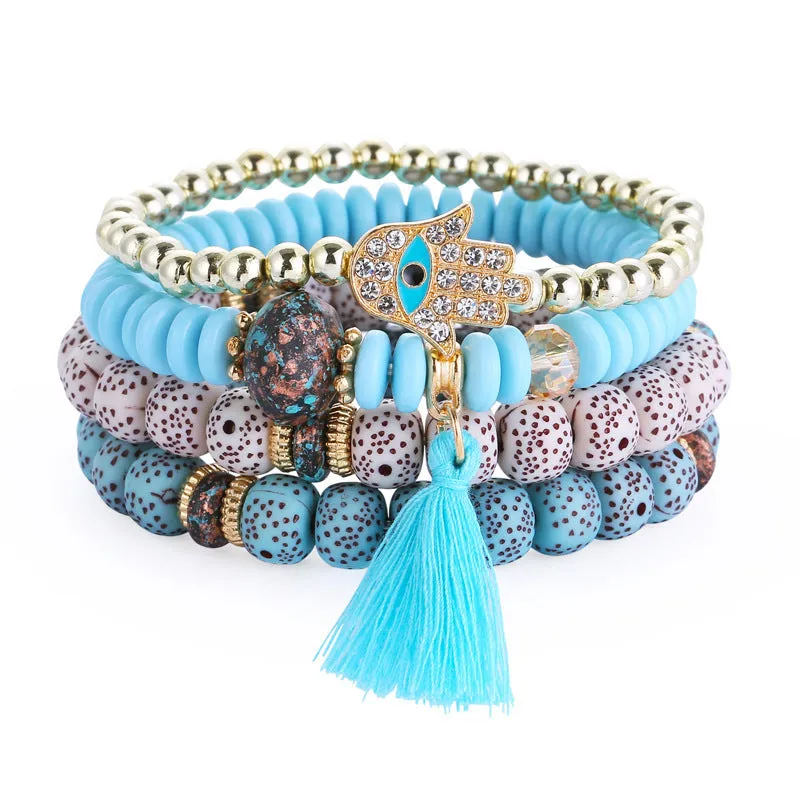 Wholesale Bohemian Devil Eye Laminated Glass Bracelet