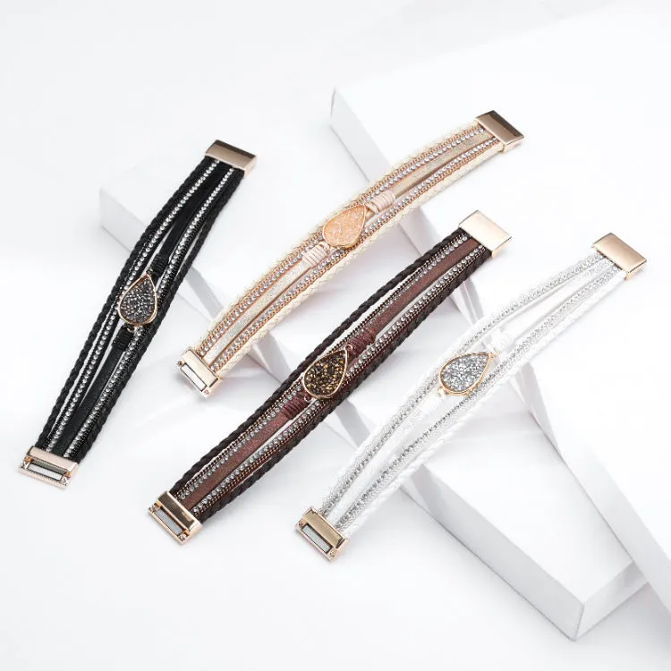 Wholesale Bohemian Diamond Leather Bracelet