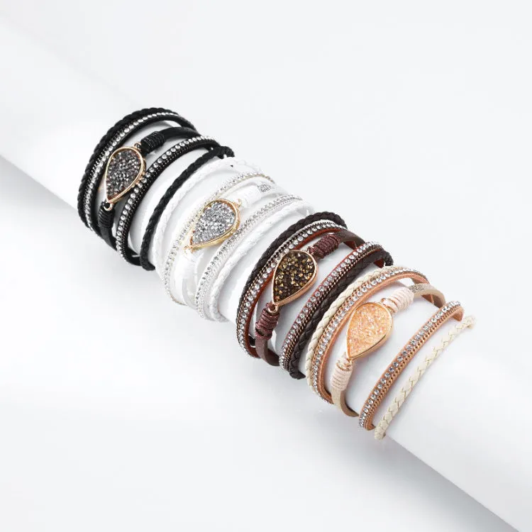 Wholesale Bohemian Diamond Leather Bracelet