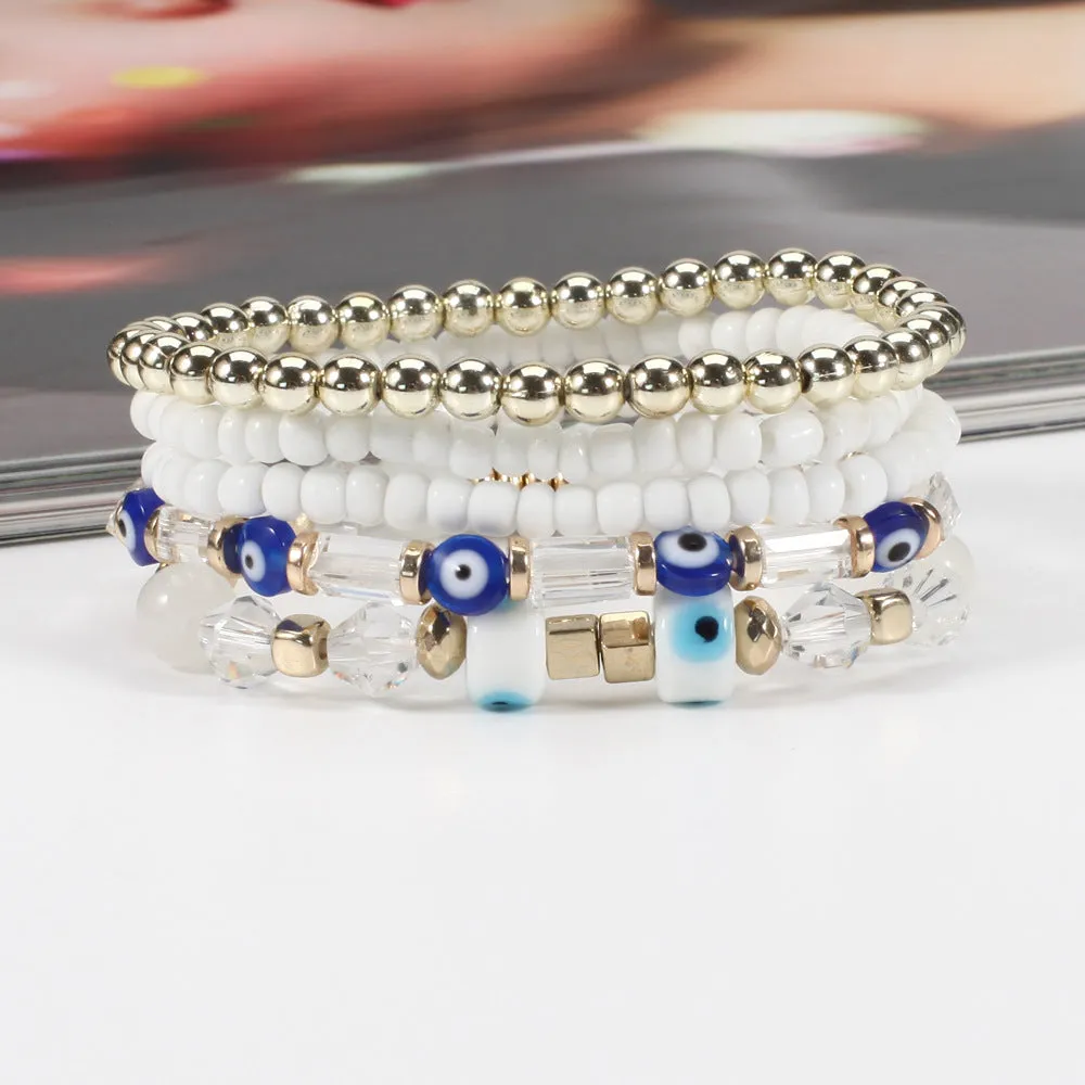 Wholesale Bohemian Eye Pattern Rice Beads Multi-layer Bracelet