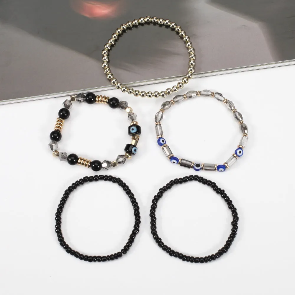 Wholesale Bohemian Eye Pattern Rice Beads Multi-layer Bracelet