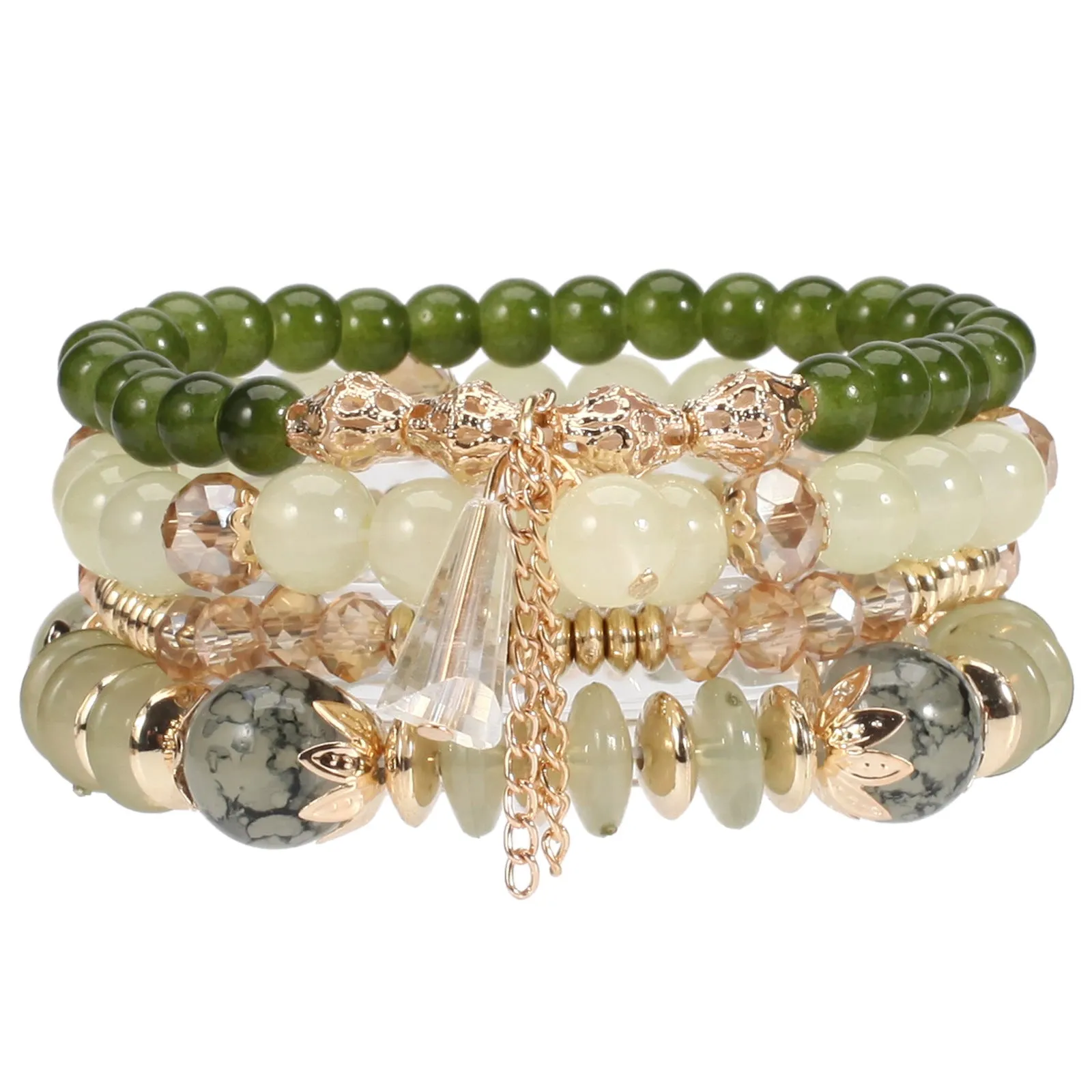 Wholesale Bohemian Imitation Agate Chain Tassel Colored Glass Electroplated Crystal Bracelet