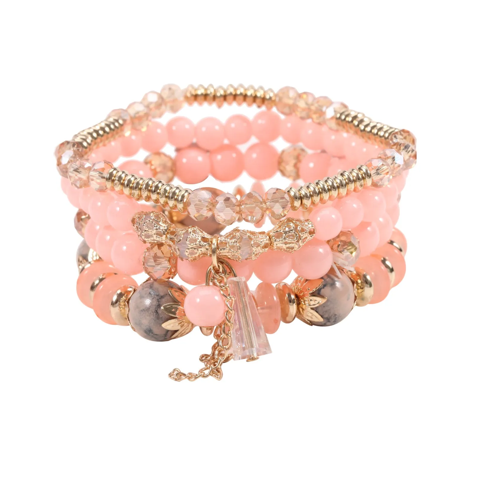Wholesale Bohemian Imitation Agate Chain Tassel Colored Glass Electroplated Crystal Bracelet