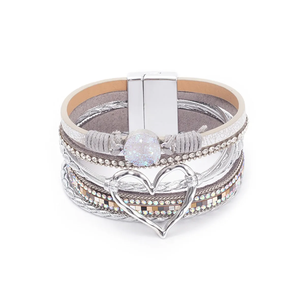 Wholesale Bohemian Multi-layered Leather Handwoven Love Bracelet