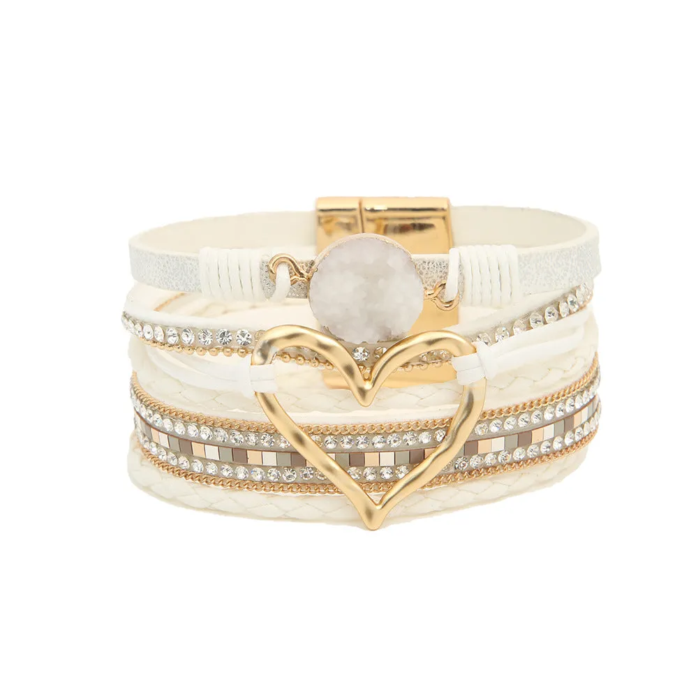 Wholesale Bohemian Multi-layered Leather Handwoven Love Bracelet