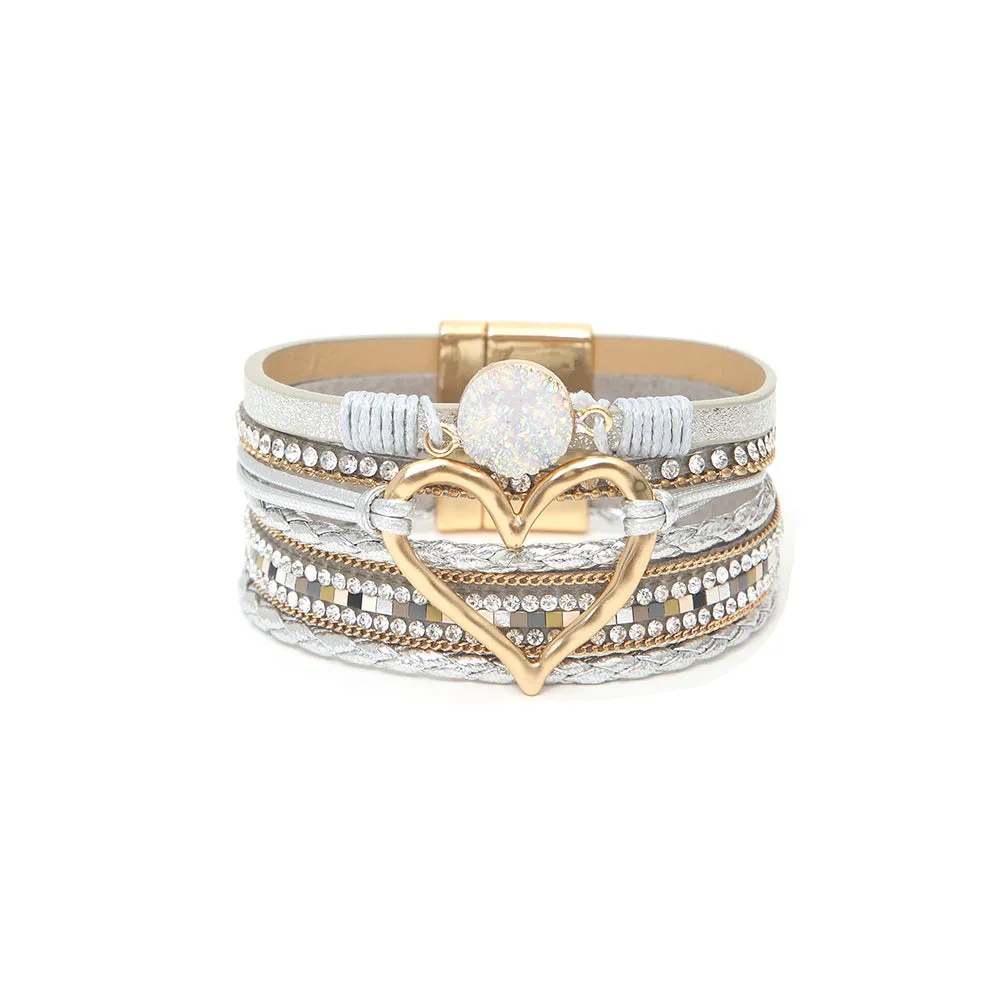 Wholesale Bohemian Multi-layered Leather Handwoven Love Bracelet