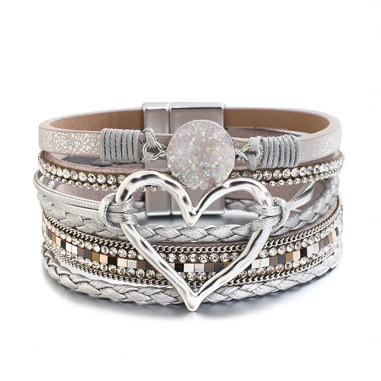 Wholesale Bohemian Multi-layered Leather Handwoven Love Bracelet