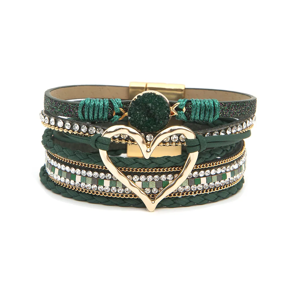 Wholesale Bohemian Multi-layered Leather Handwoven Love Bracelet