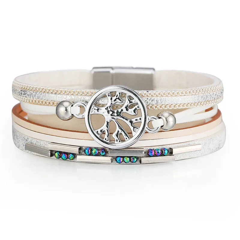 Wholesale Bohemian Tree of Life Multi-layered Leather Bracelet