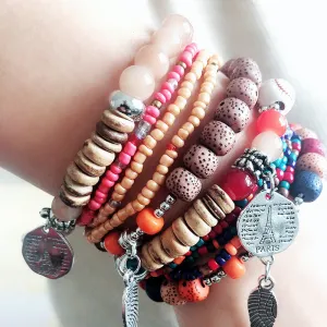 Wholesale Colorful Multilayer Elastic Rice Bead Bracelet