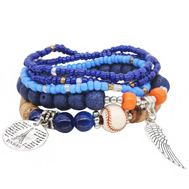 Wholesale Colorful Multilayer Elastic Rice Bead Bracelet