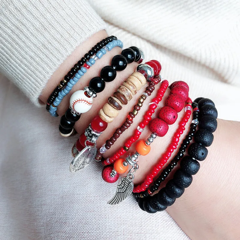 Wholesale Colorful Multilayer Elastic Rice Bead Bracelet