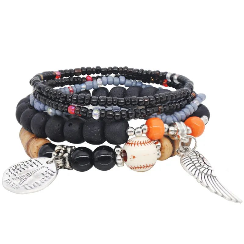 Wholesale Colorful Multilayer Elastic Rice Bead Bracelet