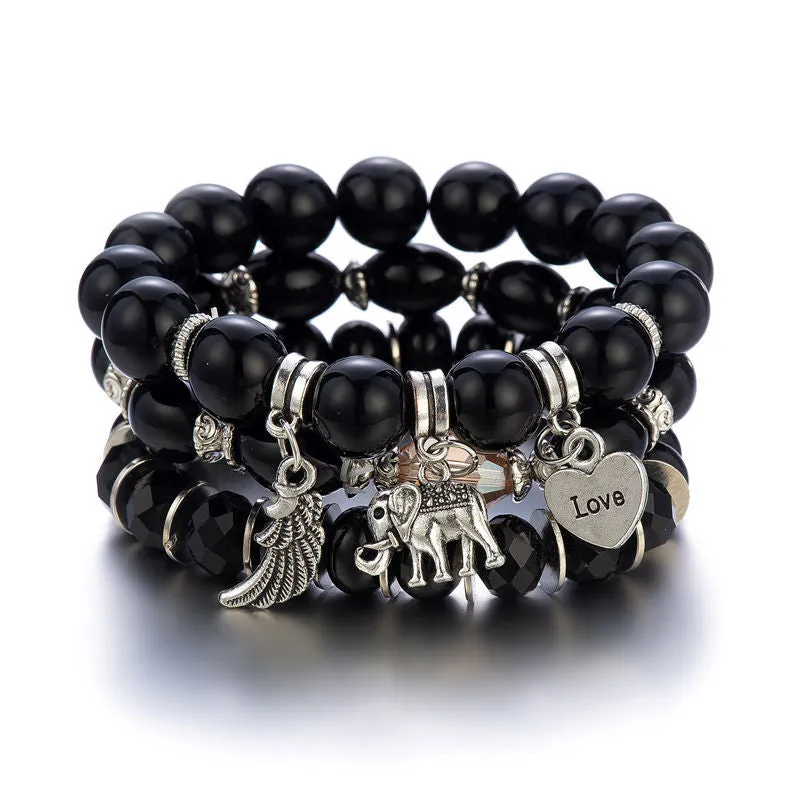 Wholesale Elephant Wings Heart LOVE Pattern Beaded Bracelet
